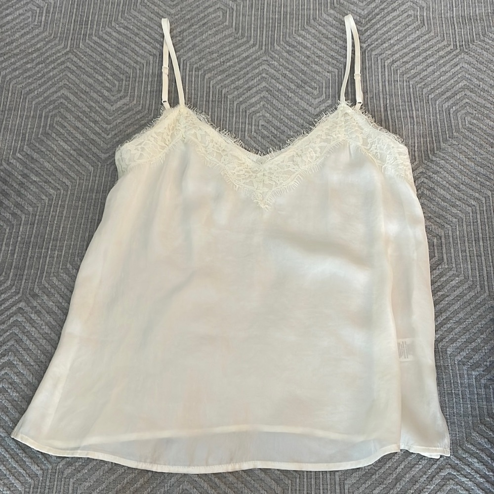 BP cream silky lace trim top